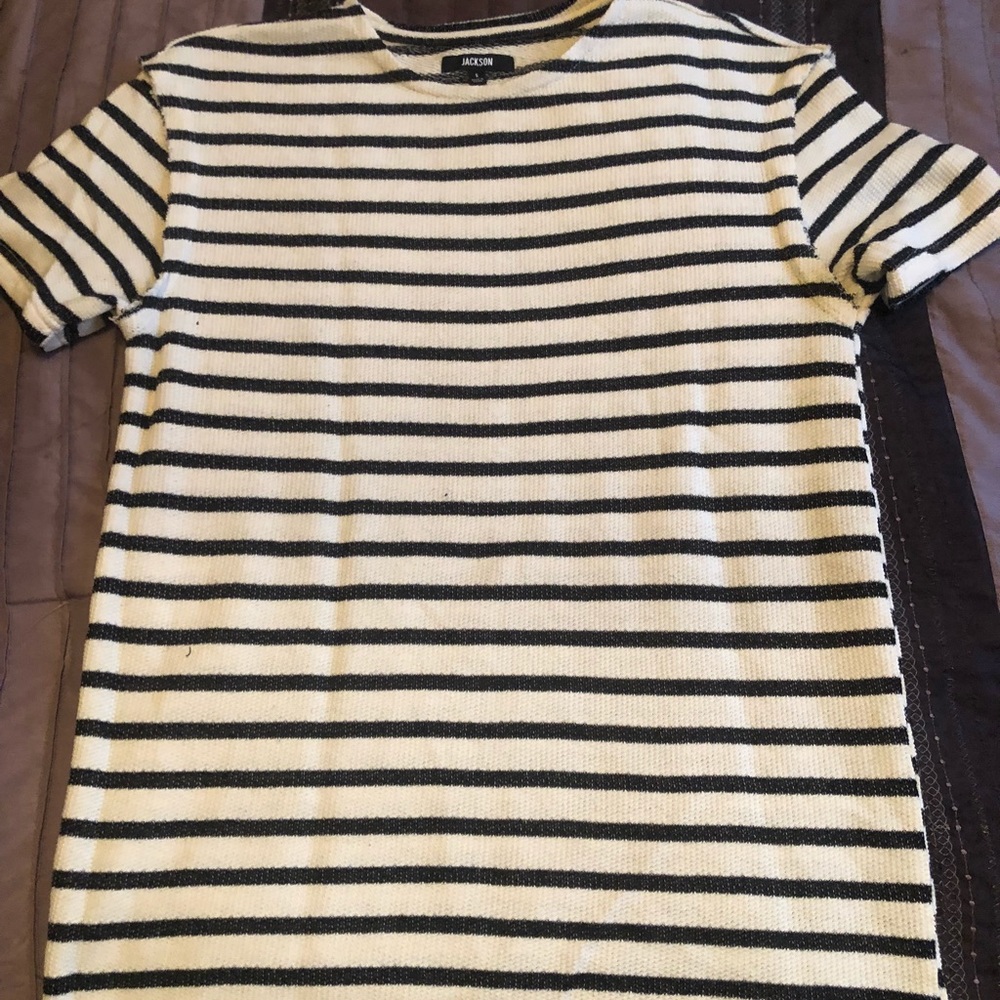 Black and white striped thermal shirt